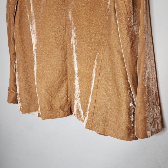 Banana Republic Velvet Warm Carmel Brown Tan Golden Single Button Blazer Size 6 - Picture 5 of 16